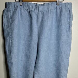 J. Jill Love Linen Light Blue Linen Pants, Size Petite  Large NWT